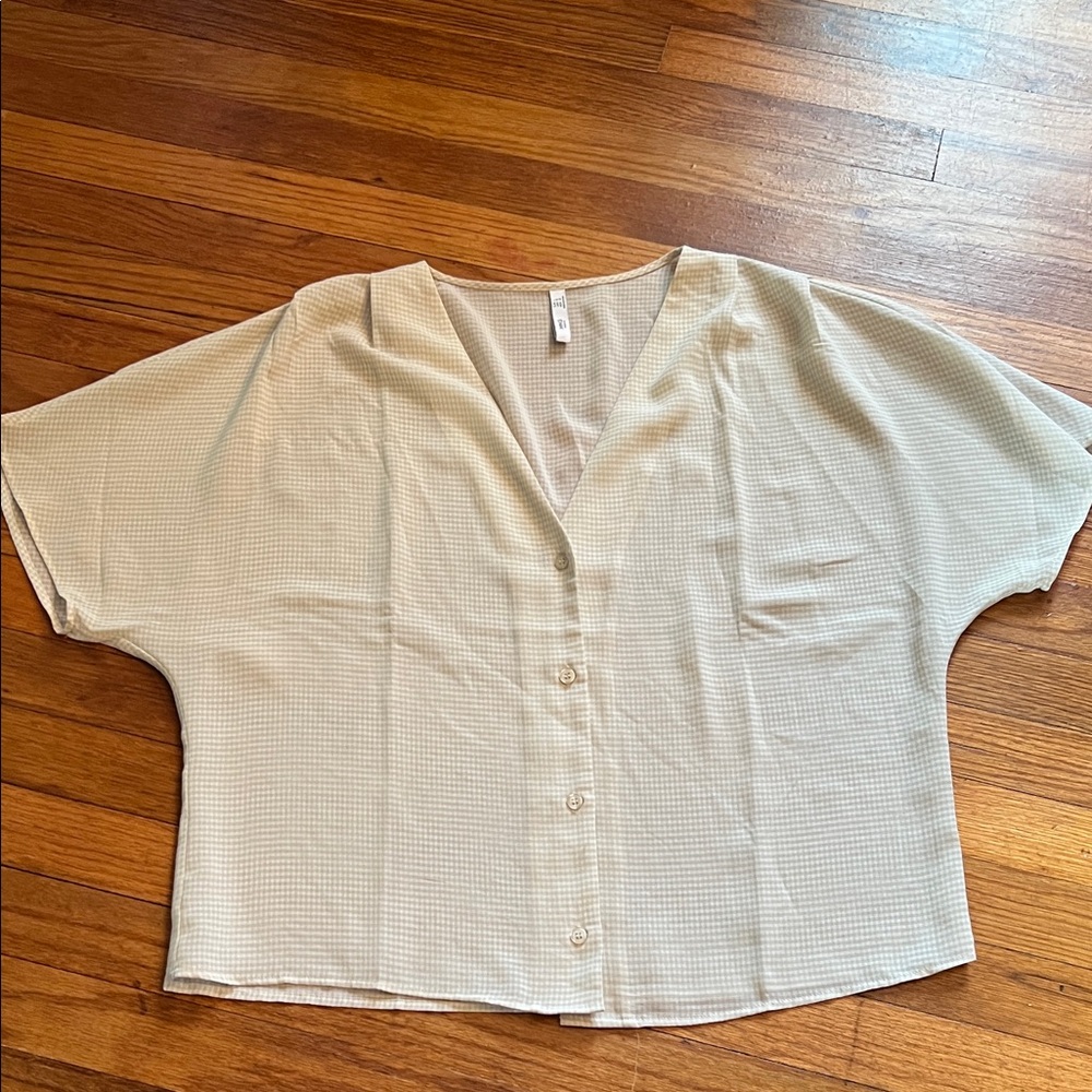 Mango Cream Short-Sleeve Blouse